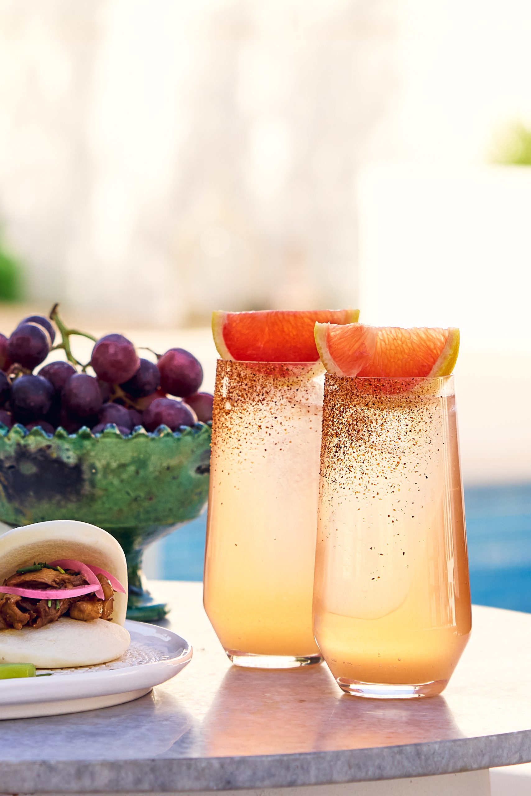 cocktails and canapes near the pool