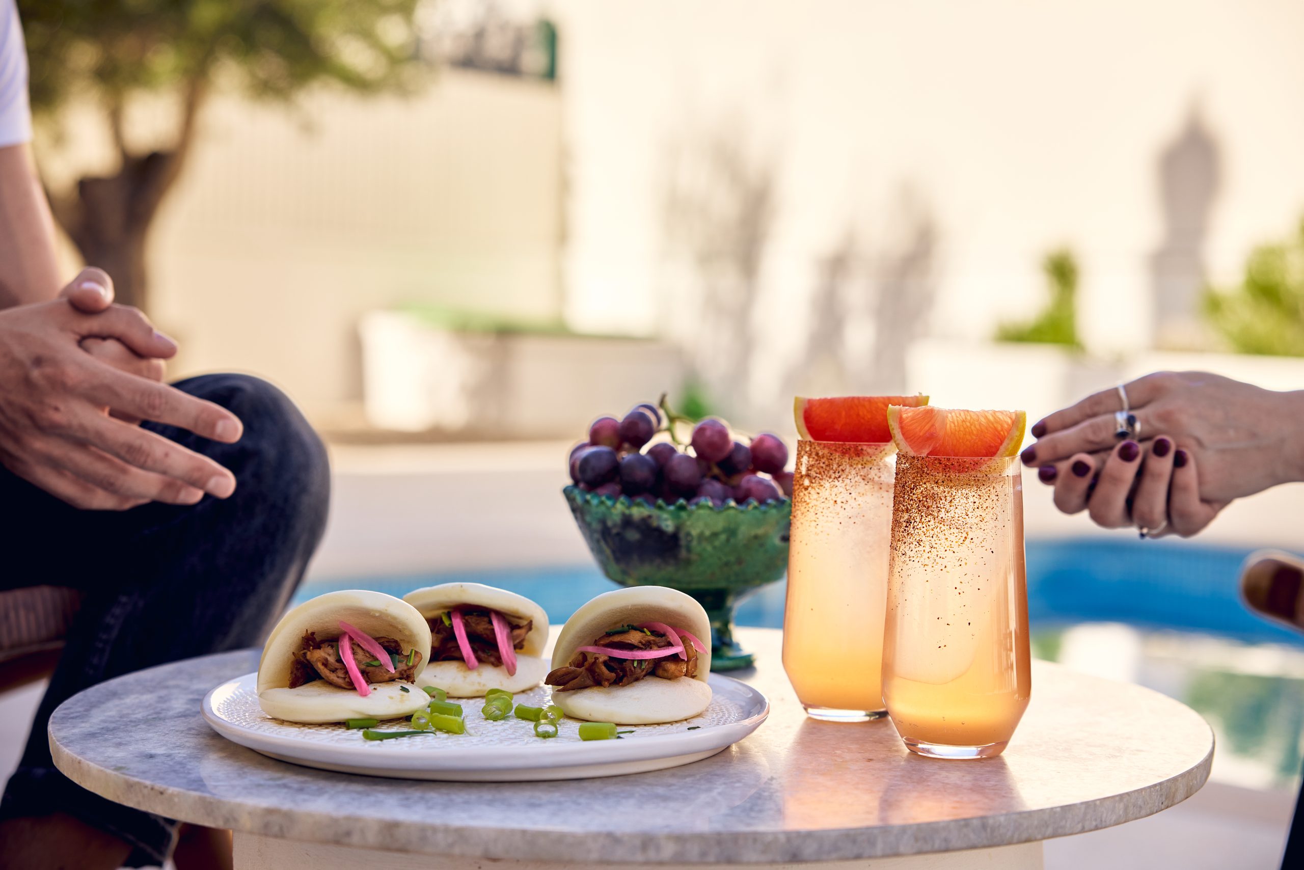 cocktails and canapés outside